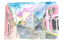 Charlotte Amalie St Thomas US Virgin Islands Romantische Koloniale Straßenszene by M.  Bleichner