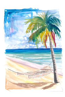 Hängematte Palmen am Türkisen Meer mit Einsamen Karibischen Strand von M.  Bleichner