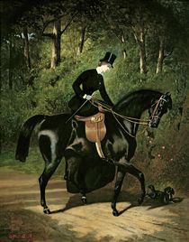 The Rider Kipler on her Black Mare  von Alfred Dedreux