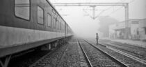 Train in fog, India