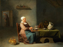 A Woman in a kitchen  by Willem van the Elder Herp