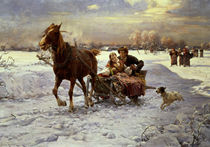Lovers in a sleigh  von Alfred von Wierusz-Kowalski