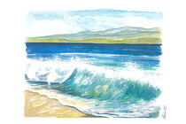 Strand Brechende Wellen mit Gischt in der Bucht von M.  Bleichner