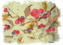 Cherry Branch on Rice Paper by eloiseart