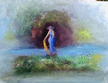 Frau am Fluss  by Anita Calore