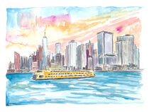 Staten Island Fähre mit Manhattan Skyline by M.  Bleichner