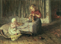 Baby sitting  by Bernardus Johannes Blommers or Bloomers