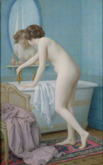 Young Woman Preparing her Bath  by Jules Scalbert
