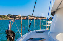 Marina in Porto Colom with view of lighthouse, Majorca island, Spain, Mediterranean Sea by Alex Winter