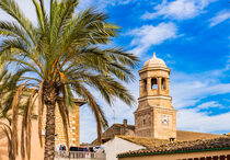 Church bell tower in Lloseta village on Majorca, Spain, Balearic islands von Alex Winter
