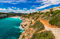 Cala Romantica beach with beautiful coastline sea view, Majorca, Spain, Mediterranean Sea by Alex Winter
