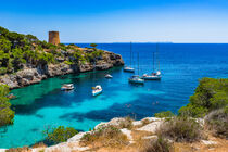 Mallorca, bay with boats and Torre de Cala Pi, Balearic Islands, Mediterranean Sea, Majorca von Alex Winter