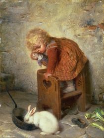 Little Girl with a Rabbit  by Hermann Kaulbach