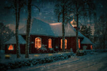 old church illuminated in a snowy winter night by Margit Kluthke