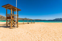 Majorca sand beach of bay of Pollensa, beautiful seaside, Spain, Mediterranean Sea by Alex Winter