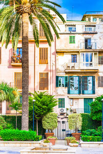 View of Palma de Mallorca old town houses, Spain, Balearic islands by Alex Winter