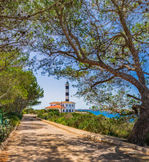 Mallorca, beautiful view of the lighthouse in Porto Colom, Spain, Balearic islands von Alex Winter
