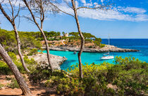 Majorca, bay with boats yacht at beautiful seaside, Balearic Islands, Spain by Alex Winter