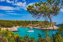 Majorca, beautiful seaside, beach bay with boats, Spain, Mediterranean Sea by Alex Winter