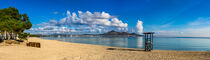 Panorama of sand beach at Alcudia bay, beautiful seaside on Majorca island, Spain by Alex Winter