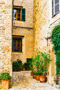 Old mediterranean village with narrow alley way by Alex Winter