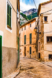 Majorca, Estellencs old spanish village houses and cobblestone street by Alex Winter
