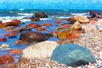 Große Steine am Strand von Hiddensee. Findlinge. Gemalt. von havelmomente