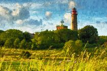 Leuchtturm und Schinkelturm auf Kap Arkona Insel Rügen. Gemalt. Ostsee. von havelmomente