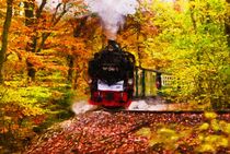 Rasende Roland Eisenbahn auf Insel Rügen im Herbst. Gemalt. by havelmomente