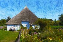 Reeddachhaus mit Bauerngarten. Insel Rügen gemalt. von havelmomente