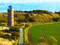 Leuchtturm auf Kap Arkona Insel Rügen. Gemalt. Ostsee. von havelmomente