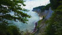 Kreideküste auf Rügen Sassnitz im Sommer. Kreidefelsen Jasmund. Ostsee gemalt. von havelmomente