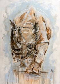 nashorn, spitzmaulnashorn, animal, afrika, tiermalerei, rhino von Annett Tropschug