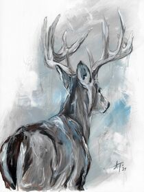 Hirsch, Deer Tiermalerei, Animalart by Annett Tropschug