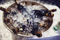 Sektflaschen im Sektkübel. champagner gemalt. by havelmomente