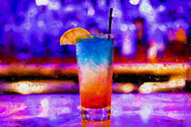 Cocktail in den Farben Lila, Blau, Orange. Gemalt. von havelmomente