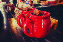 Feuerzangenbowl in roten Tasse. Weihnachtsmarkt. Gemalt. von havelmomente