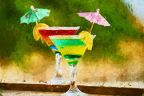 Cocktails im Sommer mit Schirmchen. Gemalt. von havelmomente