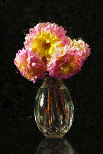 Blumenstillleben. Vase mit Dahlien. Gemalt.  von havelmomente