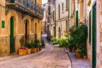 Idyllische Straße in dem alten mediterranen Dorf Fornalutx auf Mallorca, Spanien von Alex Winter