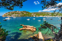 Mallorca, idyllic bay with boats yachts at coast, Spain, Mediterranean Sea by Alex Winter