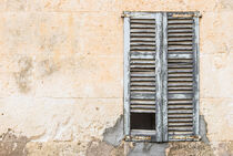 Old broken window shutters and vintage wall, detail view by Alex Winter