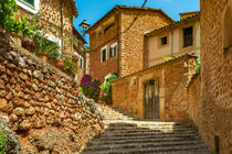 Spain Majorca, view of picturesque old mediterranean mountain village Fornalutx by Alex Winter