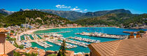 Panoramic aerial view of marina and beach at bay seaside of Port de Soller on Majorca von Alex Winter
