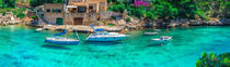 Majorca, panorama view of boats and yachts at coast of Cala Figuera, Mediterranean Sea by Alex Winter
