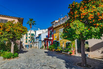 Spain, Palma de Mallorca, view of colorful houses in city center by Alex Winter