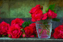 Blumenstrauß rote Rosen im Glasvase. Stillleben gemalt. von havelmomente