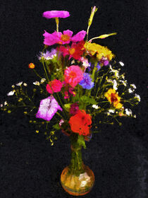Blumenstrauß mit Nelken, Kosmeen und Schleierkraut. Stillleben gemalt. by havelmomente