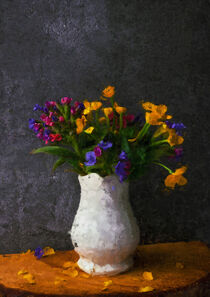 Blumenvase mit Osterglocken und Lungenkraut. Gemalt. von havelmomente