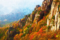 Herbst in den Bergen. Wald im Herbst. Alpen. Gemalt. von havelmomente